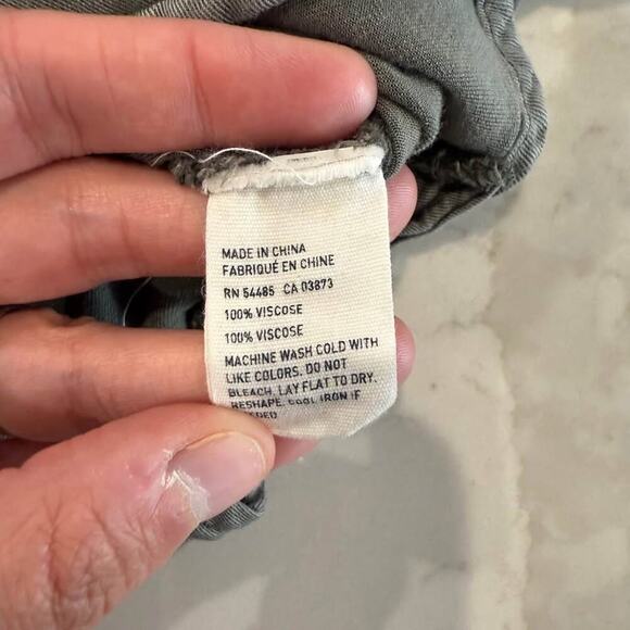 American Eagle Boyfriend Fit Long Sleeve Button Up Shirt Womens Small Green/Gray - Picture 5 of 6